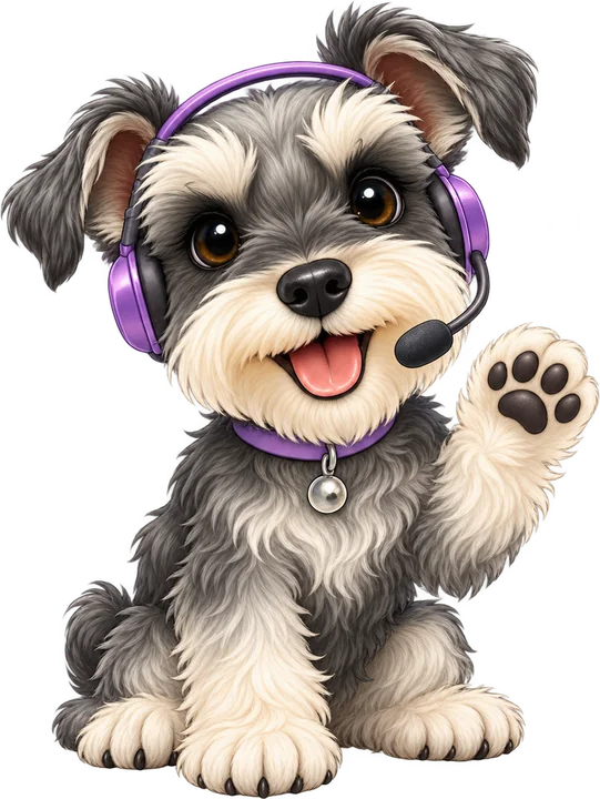 Miya wearing a headset and waving hello