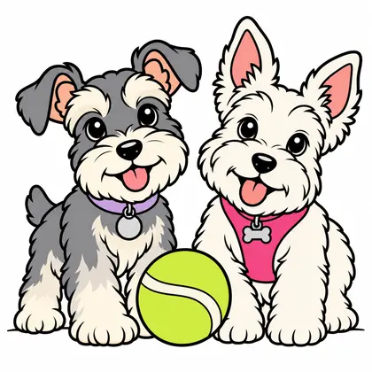 Miya and Dusty Play Ball, from Miya's First Coloring Book